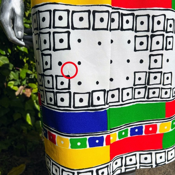 1960s Honeycomb Mod Primary Colored Cubic Print Shirt Dress - Picture 6 of 10